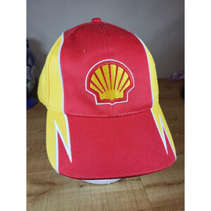 Shell V-Power Adjustable Strapback Hat OSFM Yellow And Red Shell Logo